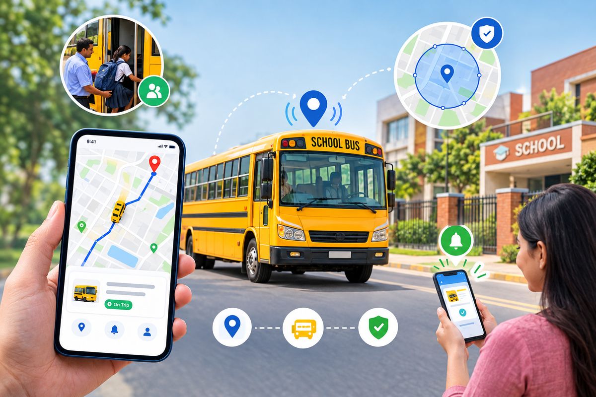 School principal comparing school bus GPS tracking options on a laptop